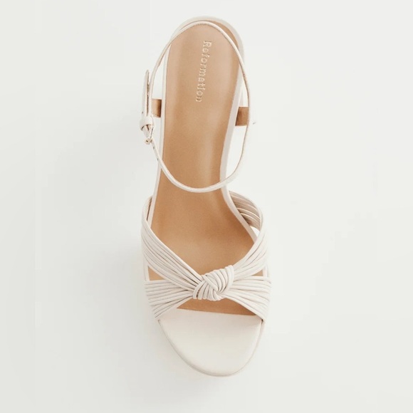 Reformation Petra Platform Sandal Heels Almond Size 8 - Picture 5 of 9
